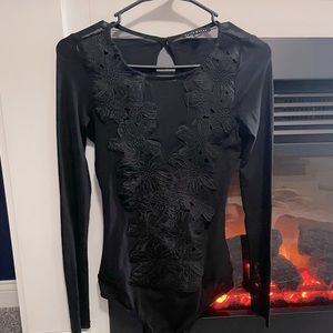 Black Size Medium Sheer Bodysuit